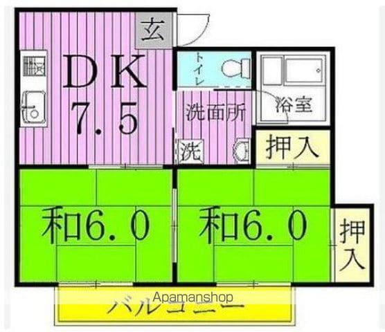 二十世紀ヶ丘第二ハイツ(2DK/2階)の間取り写真