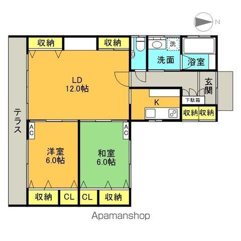 福島県郡山市 1階建 築19年(2LDK)の間取り写真