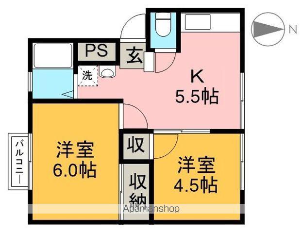すばる朝倉(2K/2階)の間取り写真