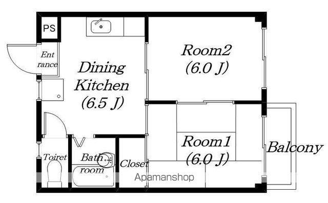 ミヤハイツ林田(2DK/2階)の間取り写真