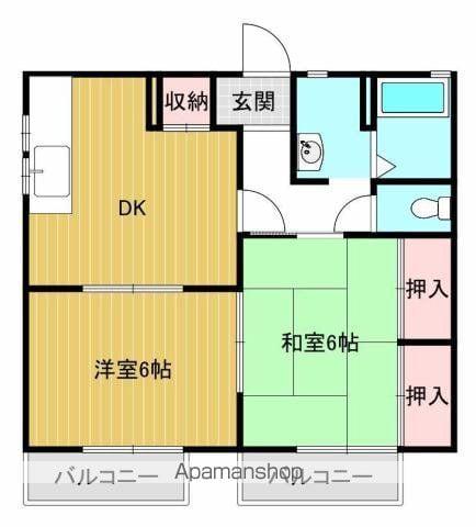 ハイム三原(2DK/1階)の間取り写真