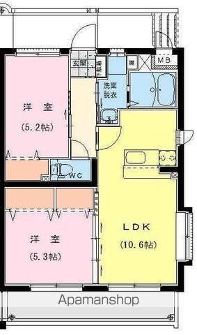 フェニックスⅢ(2LDK/3階)の間取り写真