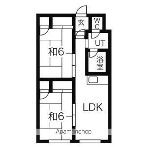KJビル5号棟(2DK/3階)の間取り写真