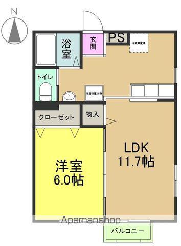 シガハイツⅩⅡ(1LDK/2階)の間取り写真