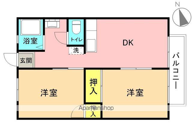 コーポあすなろ(2DK/2階)の間取り写真
