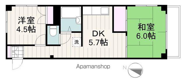 ドムスシーハイル(2K/2階)の間取り写真