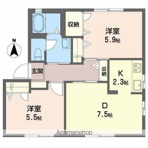 シャーメゾン・フレール A棟(2DK/1階)の間取り写真