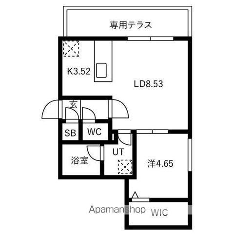 麻生3丁目MS(1LDK/1階)の間取り写真