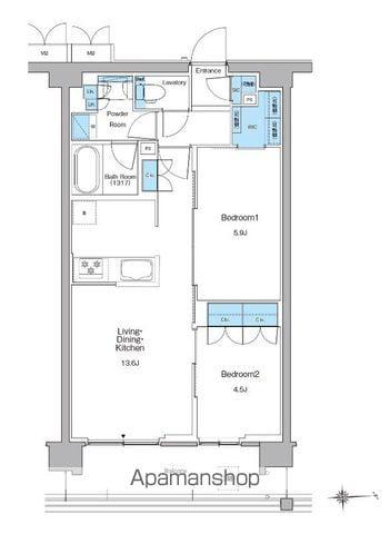 ルフォンプログレ高田馬場ノース(2LDK/2階)の間取り写真