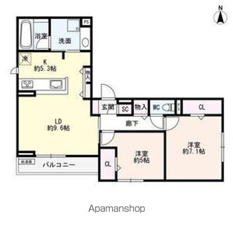 LUVITA新福寺町(2LDK/2階)の間取り写真