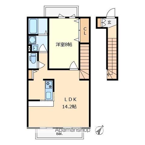 SWEET HOME(1LDK/2階)の間取り写真