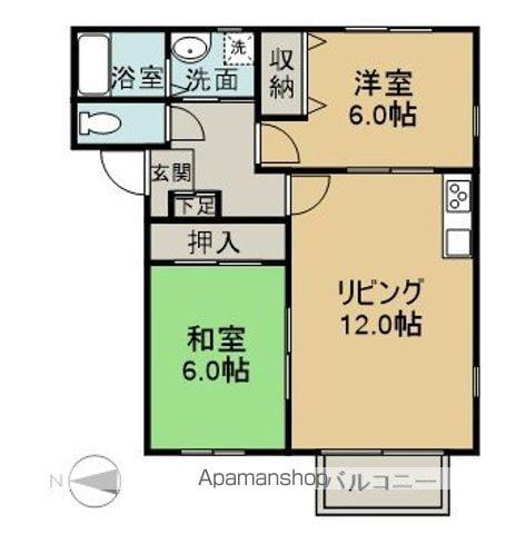 ドミール楽々園(2LDK/2階)の間取り写真