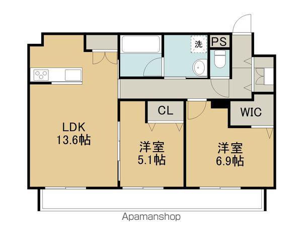 ジュノール千歳真々地(2LDK/5階)の間取り写真