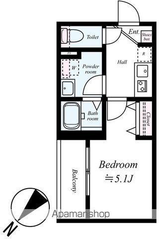 GRADUS柏Ⅱ(1K/1階)の間取り写真
