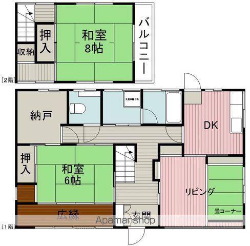 能勢電鉄 滝山駅 徒歩16分 2階建 築57年(3LDK)の間取り写真