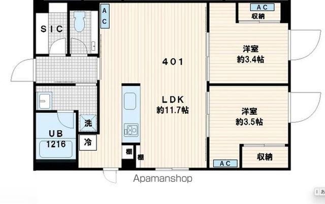 FULLEA代々木(2LDK/4階)の間取り写真