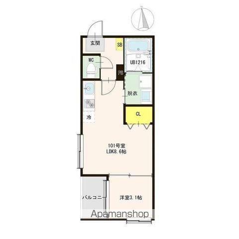 ARUCA RAUM(1LDK/1階)の間取り写真