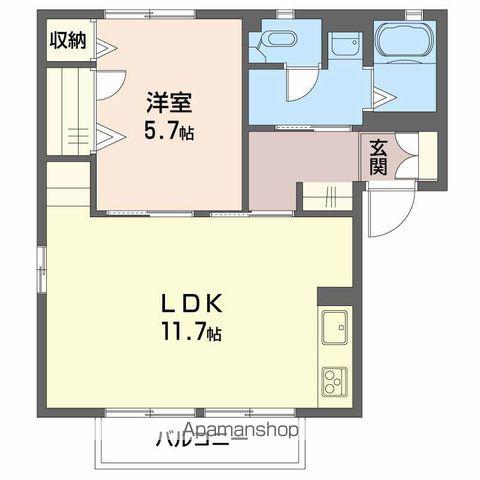 ルミエールひがの(1LDK/1階)の間取り写真