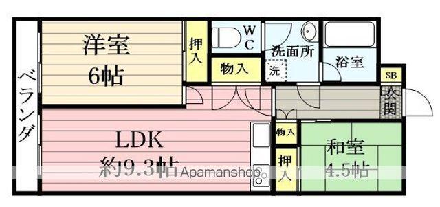 伊澤竹に雀ビル(2LDK/5階)の間取り写真