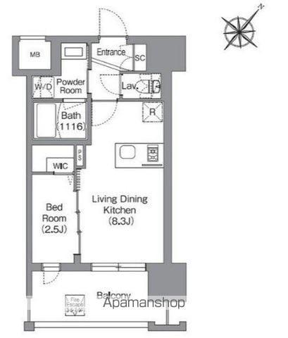 SEASON FLATS渡辺通(1LDK/5階)の間取り写真