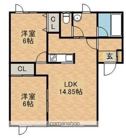 ハピネス(2LDK/1階)の間取り写真