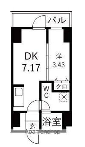 TRADIS森下(1DK/2階)の間取り写真
