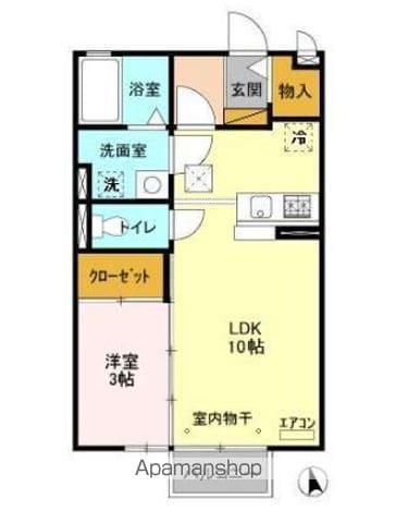 ウィルスクエアD(1LDK/1階)の間取り写真