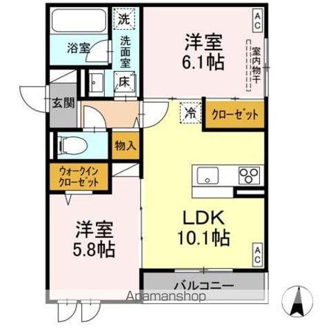 D-RESIDENCE吉津(2LDK/1階)の間取り写真