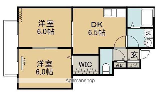 ローズコート阿部C・D棟(2DK/1階)の間取り写真