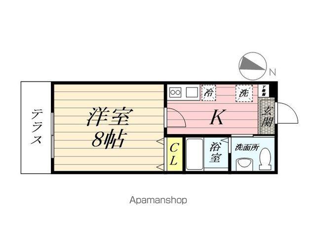 ハーミットクラブハウスピュアプレズン(1K/1階)の間取り写真