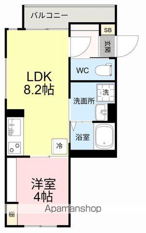 グロウランス薬師堂Ⅱ(1LDK/3階)の間取り写真