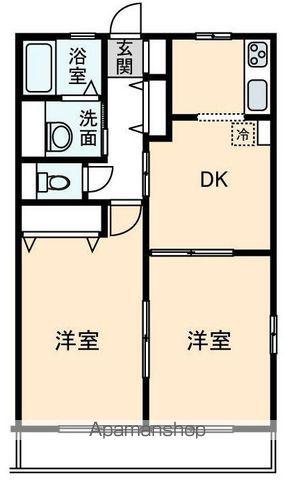 ハイム ルーエ(2DK/2階)の間取り写真