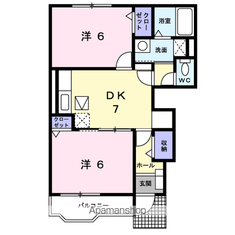 ミーツハオス(2DK/1階)の間取り写真