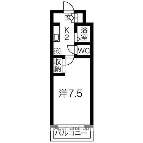 サン駒止(1K/4階)の間取り写真
