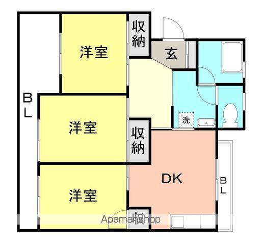 ハイツ松江(3DK/3階)の間取り写真