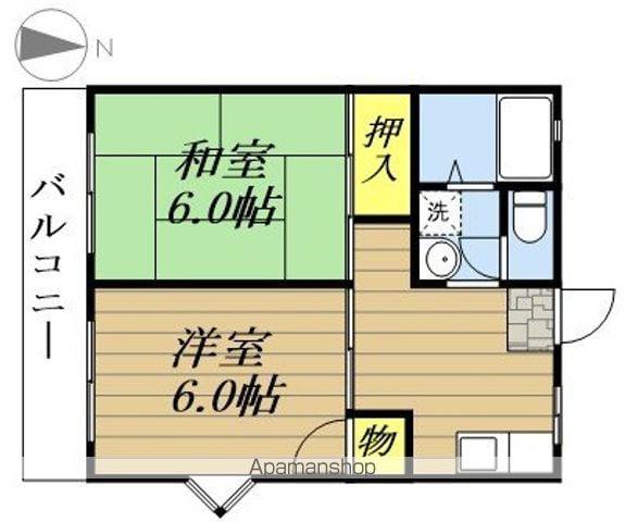 シンヤハイツ(2DK/2階)の間取り写真