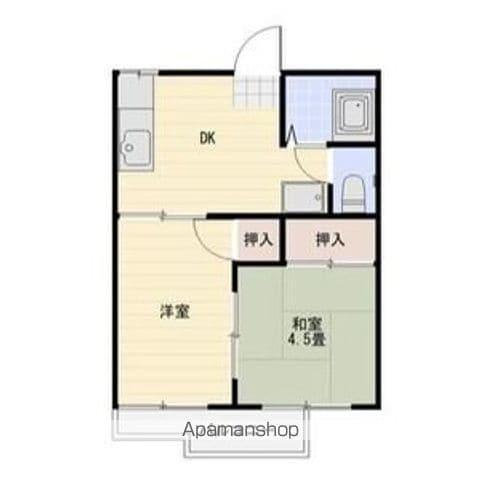 アルス極楽B棟(2DK/1階)の間取り写真