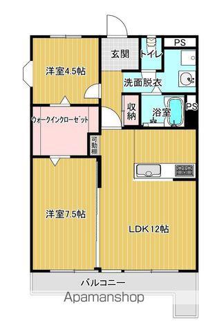 サンクリエートニチベン(2LDK/6階)の間取り写真