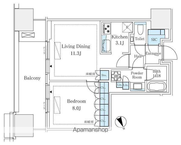 麻布台ヒルズレジデンスB(1LDK/7階)の間取り写真
