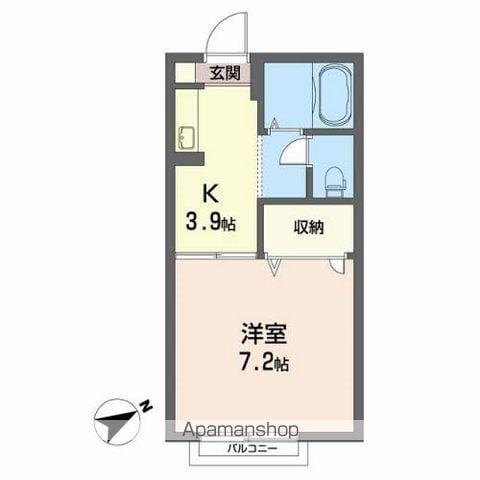 ハイツ田村町B棟(1K/1階)の間取り写真