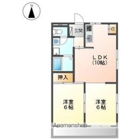 サンハイツ名北(2LDK/2階)の間取り写真