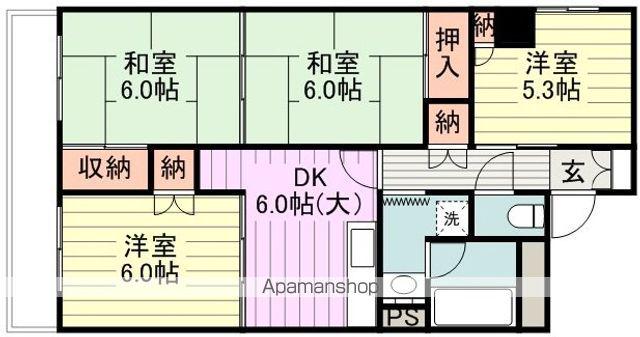 パークハイツ東口(4DK/8階)の間取り写真