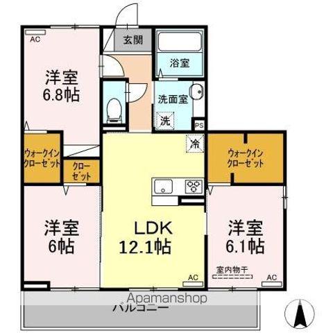 ウエストヴィレッジⅣ(3LDK/3階)の間取り写真