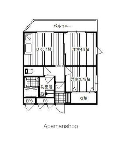 ダイヤモンドクレスト南柏(2DK/1階)の間取り写真
