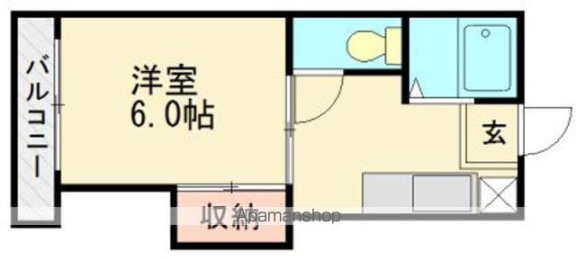 フレール和白(1K/4階)の間取り写真