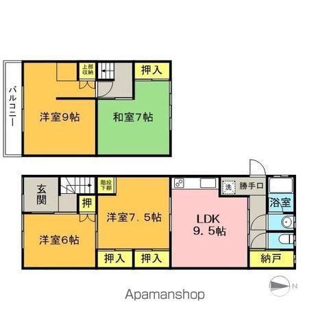 岐阜県岐阜市 2階建 築63年(4DK)の間取り写真