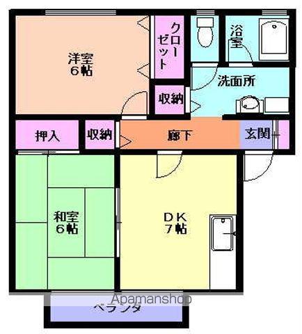 ガーデンシティ桜町G(2DK/1階)の間取り写真
