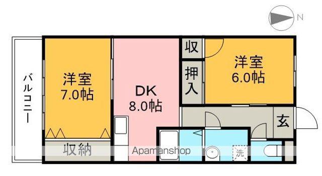 リバーハイツ(2DK/3階)の間取り写真