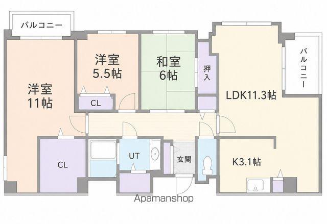 プルミエール麻生(3LDK/1階)の間取り写真