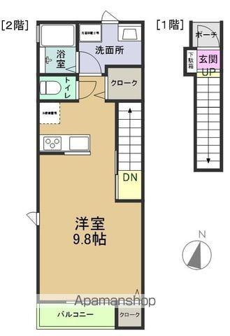 グリーンハイツ松魚田(1K/2階)の間取り写真